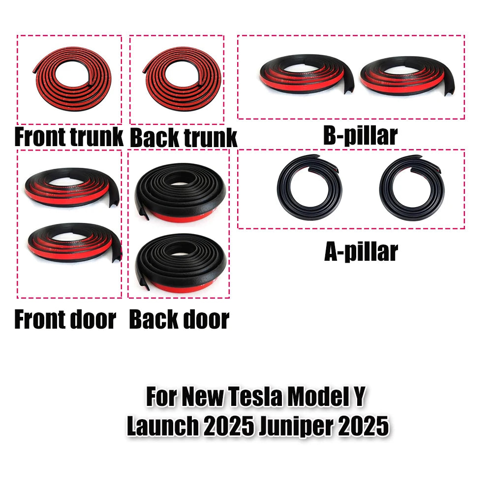 10pcs Door Seal Soundproof Kit For Tesla Model Y Juniper
