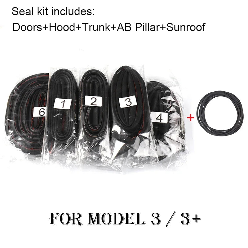 Door Seal Kit, Soundproof Strip & Noise Reducer For Tesla Model Y 3 Model 3 Highland - 2 pcs set