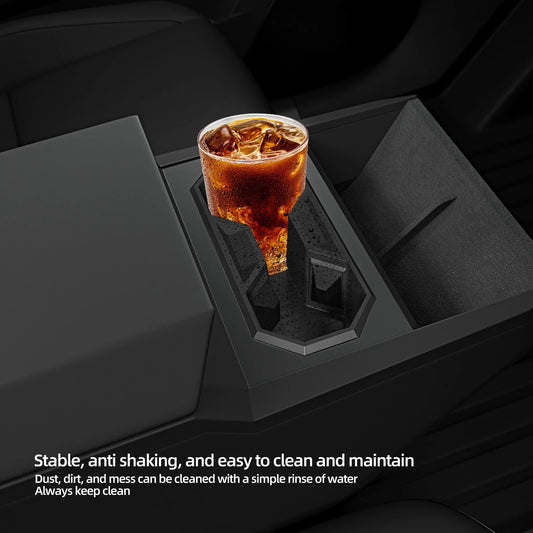 Cybertruck Water Cup Holder Storage Box Silicone Shock-Absorbing
