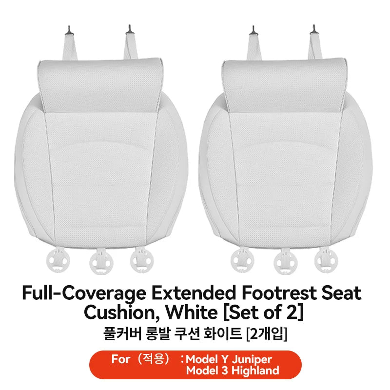 Seat Cover Memory Foam Extender For Tesla Model 3 Y Juniper White 2 PC Nappa Leather Four Seasons