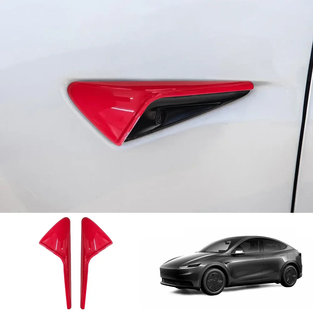 Side Camera Protective Cover for 2026 New Tesla Model Y Standard 2026 New Tesla Model Y Standard Glossy Red 2-Piece Set