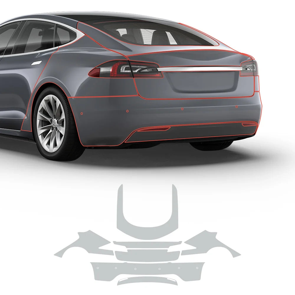 Glossy TPU Invisible Full Car Paint Protection Film (PPF) for Tesla Model S (2016-2020) Set 4 - Rear Kit (7 Pcs)
