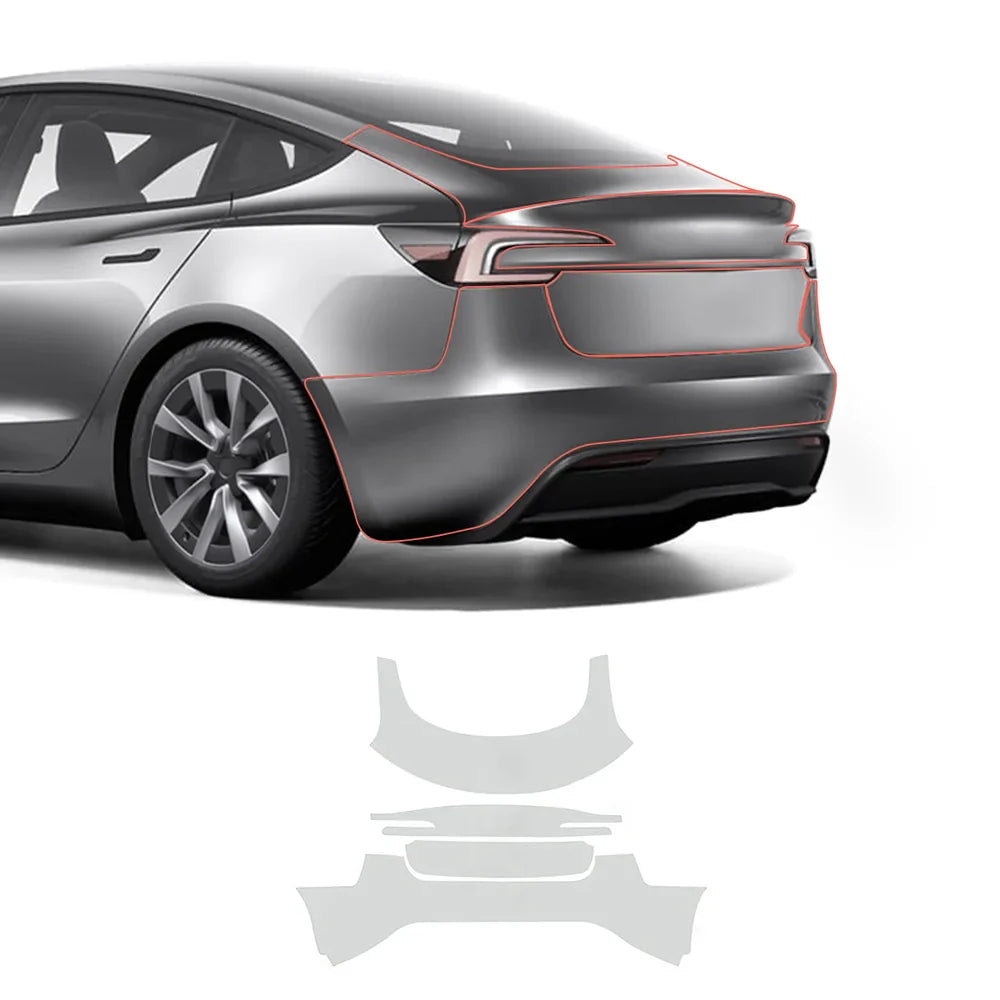 Glossy TPU Invisible Full Car Paint Protection Film (PPF) for Tesla Model 3 Highland 2024+ Set 5 - Rear Kit (4 Pcs)
