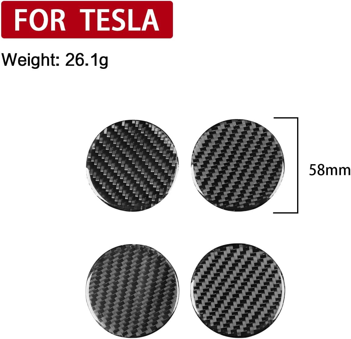 Tesla 2024 model 3 wheel center epoxy carbon fiber Decoration stickers (4 Pcs)