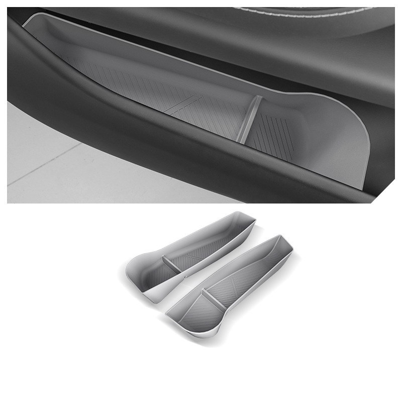 TPE Side Door Storage Box for Tesla Model Y/S/X/Model 3 Highland Model X 2023+ Front (2 Pcs) Grey