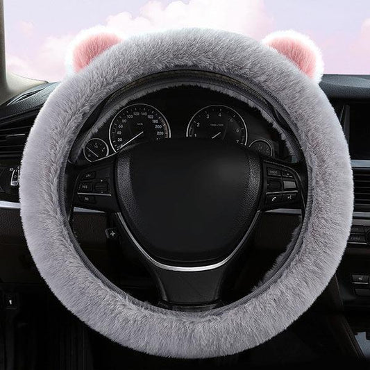 Bear-Shaped Steering Wheel Protector for Tesla Model 3/Y/S/X Grey