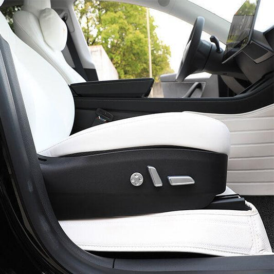 Model 3 & Y Seat Switch Caps Silver/Carbon Fiber