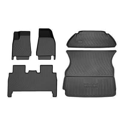 Model X Floor Mats Trunk Mat Cargo Liner for All Weather for Tesla(2015-2020) Model X (2015-2020) 5 Seats Full Set (5-7 PCS)