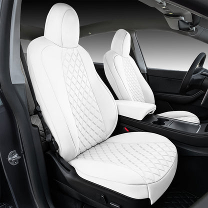 All-Inclusive 2018-2023 Model 3 Seat Cover for Tesla Nappa Leather Diamond White Full Set (Front & Rear Seats)