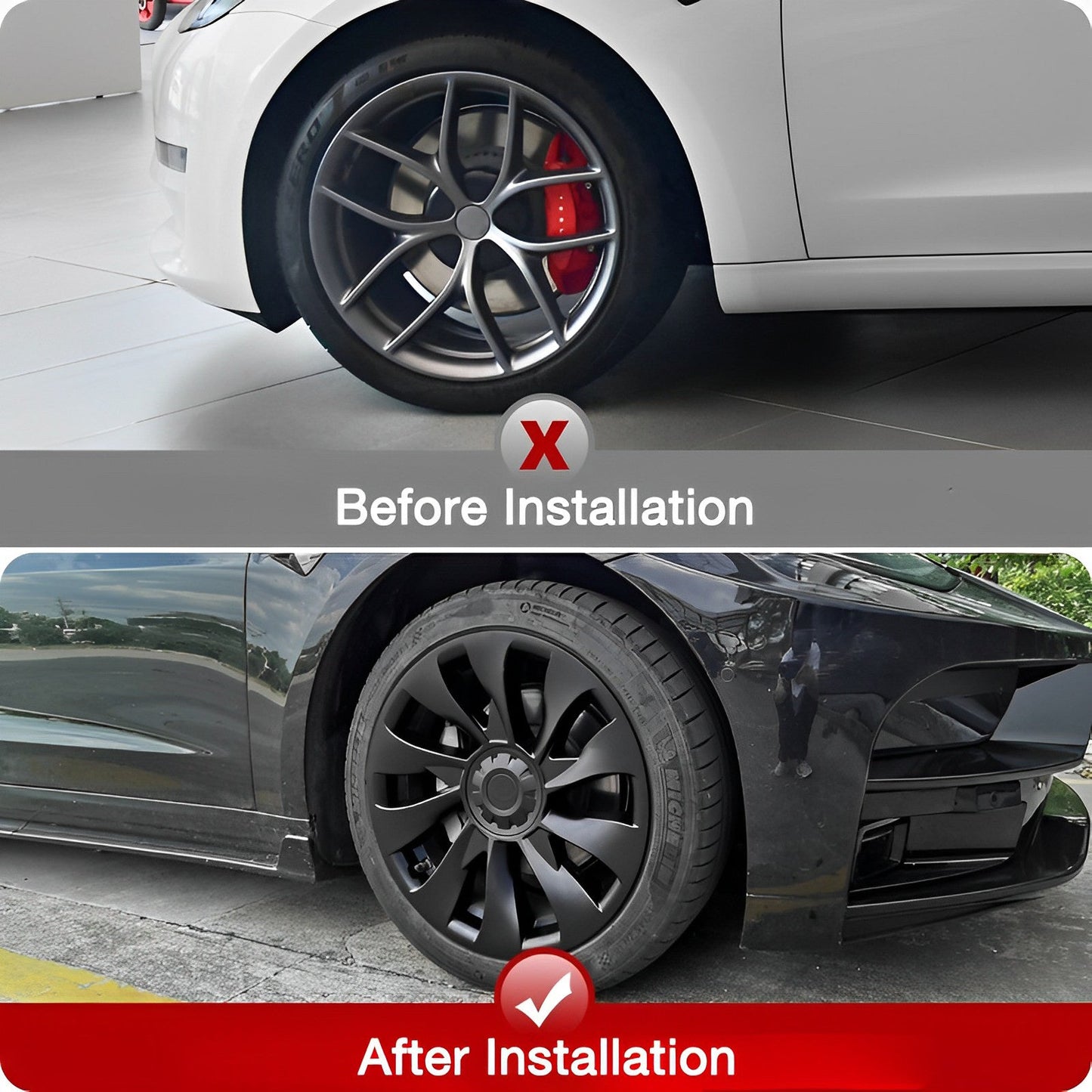 Model 3 Performance Style Wheel Hub Caps - 18" Uberturbine Style Wheel Hubcap (4 Pcs) for Tesla