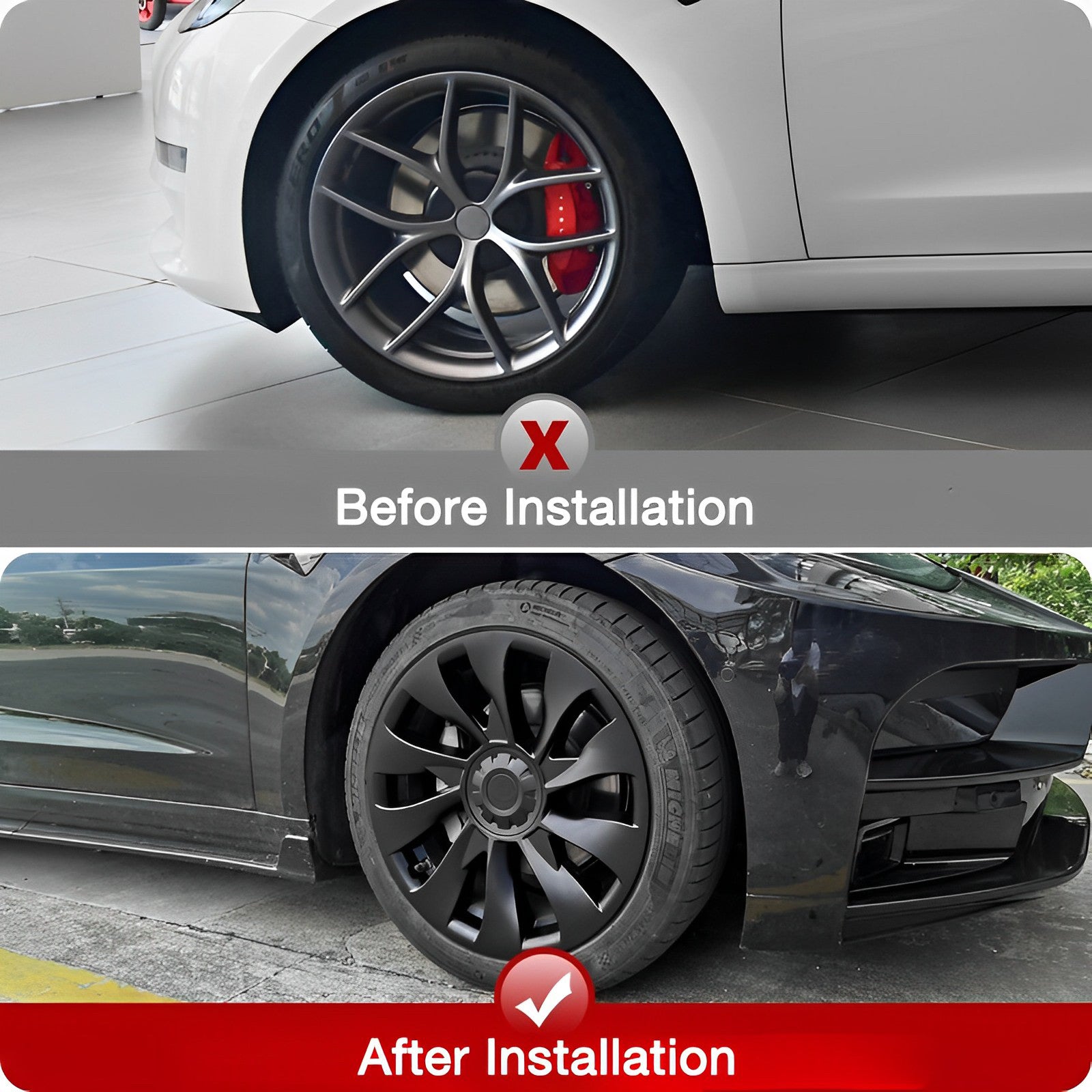 Model 3 Performance Style Wheel Hub Caps - 18" Uberturbine Style Wheel Hubcap (4 Pcs) for Tesla