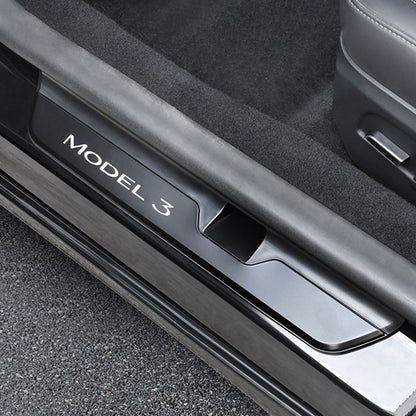 Illuminated Door Sill Protector for Tesla Matte Black 2024+ Model 3 (4Pcs)