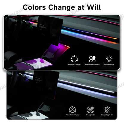 LED Dashboard Ambient Light – Color Changing Interior Upgrade for Tesla Model Y Juniper 2025+