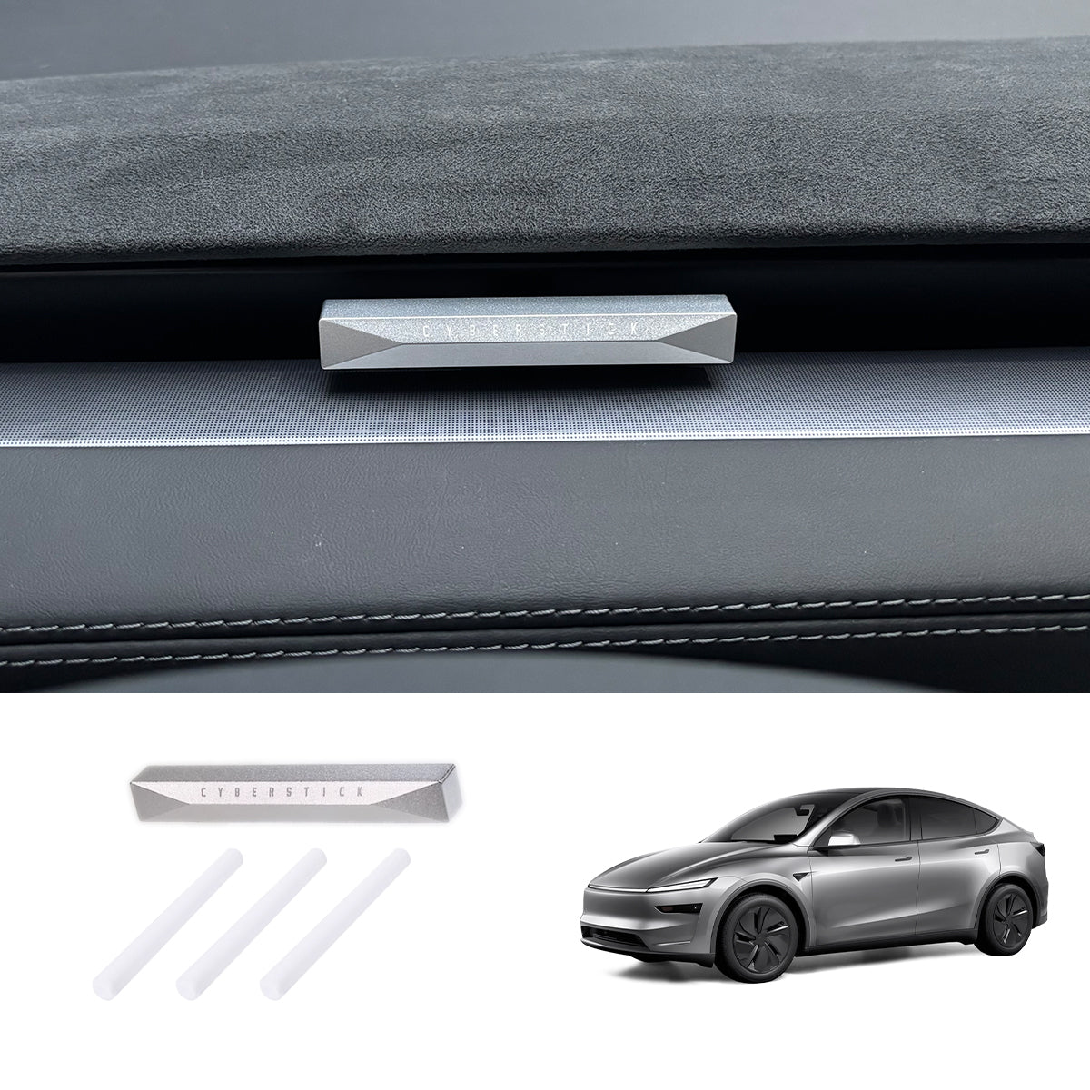 Cybertruck Style Dashboard Air Freshener For Tesla Model Y Juniper 2025+/Model 3 Highland 2024+ Moonlight Silver