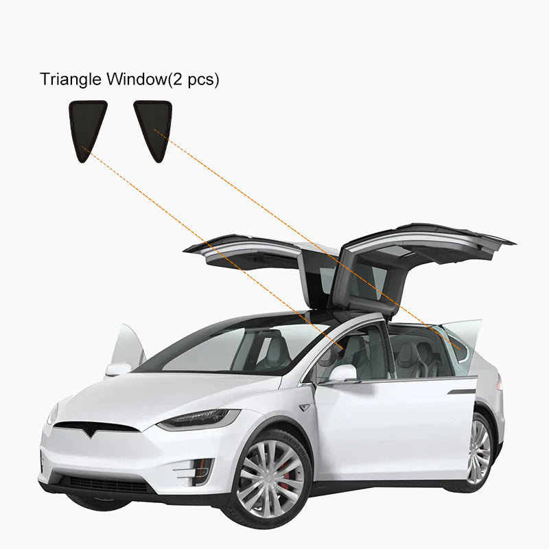 Model X(2015-2025) Privacy And Thermal Insulated Sunshades Curtains for Tesla Opaque Sun Visor for Camping and Daily Use Triangle Window(2 pcs)