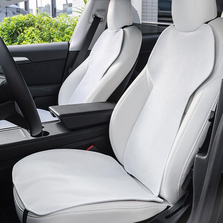 Front Rear Seat Cushion and Backrest for Tesla Model 3 Model Y - Breathable Material (2017-2024) White