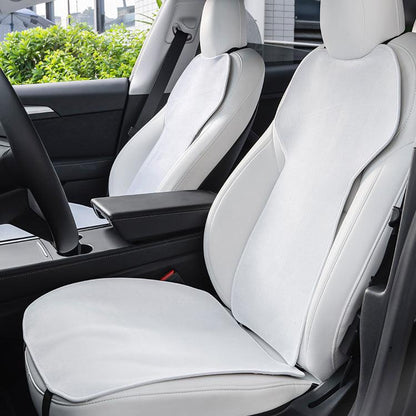 Front Rear Seat Cushion and Backrest for Tesla Model 3 Model Y - Breathable Material (2017-2024) White