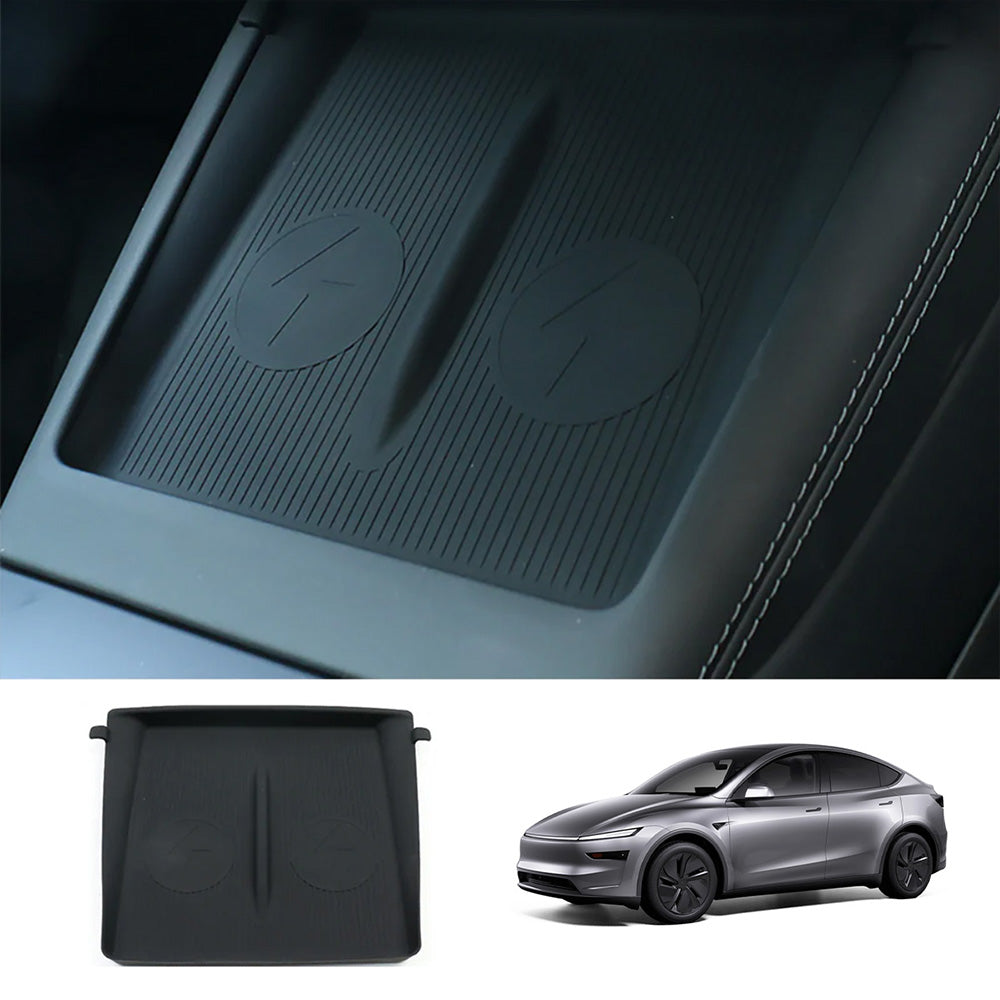 Anti-Slip Silicone Wireless Charging Pad for Tesla Model Y Juniper 2025+ Black