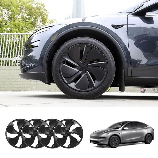 19'' Crossflow Wheel Cover Hubcaps for Tesla Model Y Juniper 2025+ – OEM Styles (Set of 4) Turbine Style Matte Black Set of 4