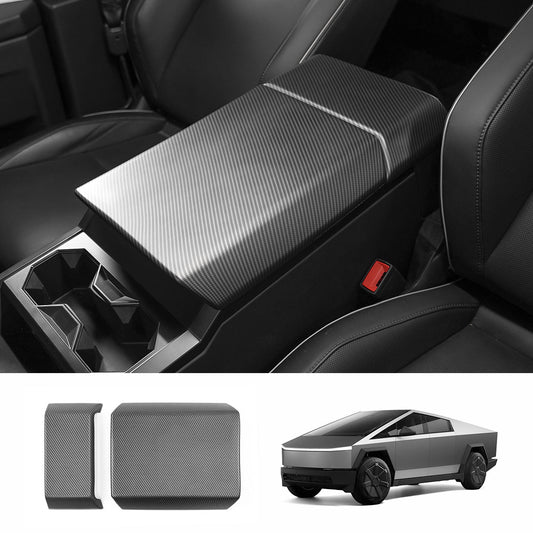 Center Control Armrest Covers (Carbon Fiber Pattern ABS) for Cybertruck (2 PCS) Matte Carbon Fiber