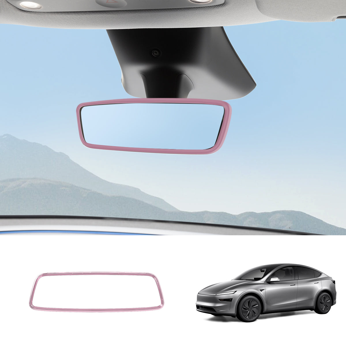 Interior Rearview Mirror Trim Cover for Tesla Model 3/Y Shell Pink