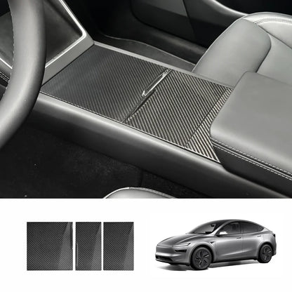 [Real Carbon Fiber] Center Console Panel Cover for Tesla Model Y Juniper 2025+ Glossy Carbon Fiber