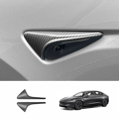 [Real Carbon Fiber] Turn Signal Camera Overlay Covers For Tesla Model 3 Highland (2 Pcs) Matte Carbon Fiber Half Cover