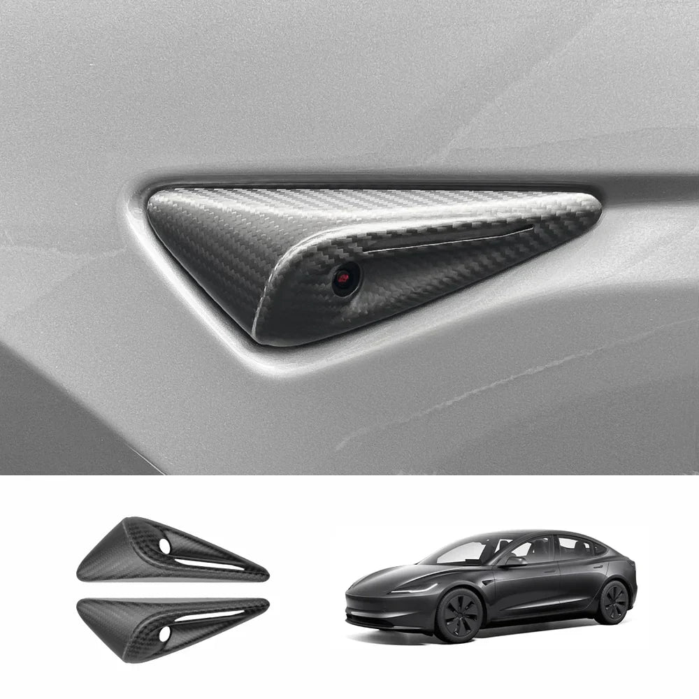 [Real Carbon Fiber] Turn Signal Camera Overlay Covers For Tesla Model 3 Highland (2 Pcs) Matte Carbon Fiber Full Cover