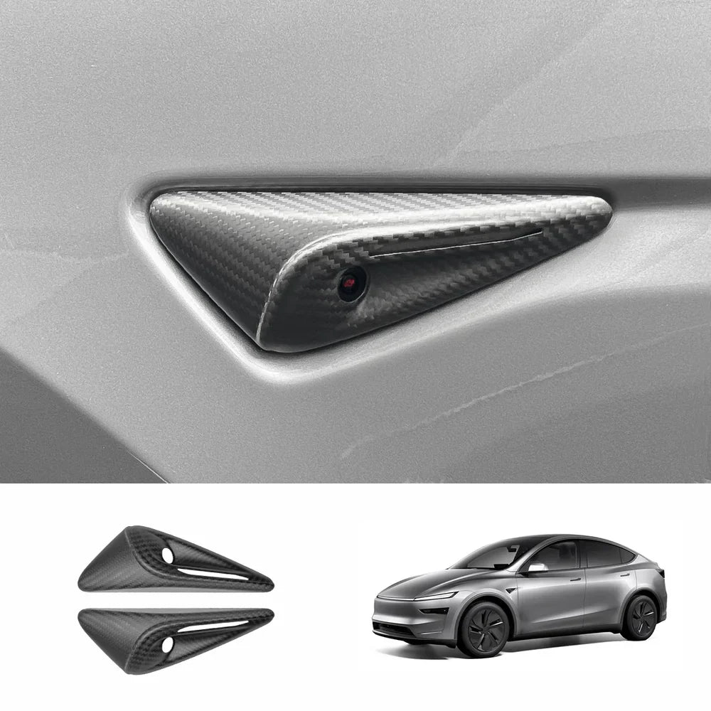 [Real Carbon Fiber] Turn Signal Camera Overlay Covers For Tesla Model Y Juniper 2025+ (2 Pcs) Matte Carbon Fiber Full Cover