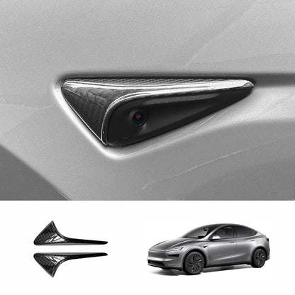 [Real Carbon Fiber] Turn Signal Camera Overlay Covers For Tesla Model Y Juniper 2025+ (2 Pcs) Glossy Carbon Fiber Half Cover