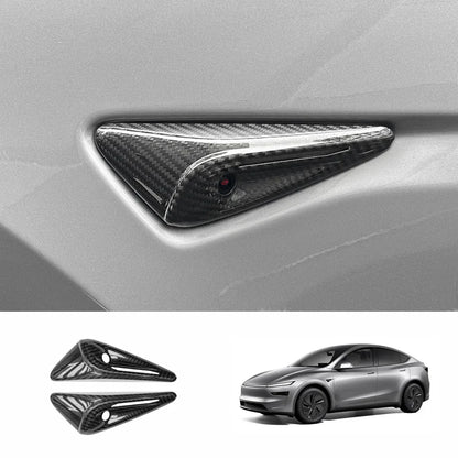 [Real Carbon Fiber] Turn Signal Camera Overlay Covers For Tesla Model Y Juniper 2025+ (2 Pcs) Glossy Carbon Fiber Full Cover