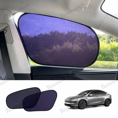 Static Cling Mesh Insulated Side Window Sunshade For Tesla Model Y Front Window (2 PCS)