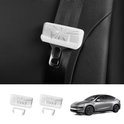 Seat Belt Buckle Cover Set for Tesla Model Y Juniper 2025+ Front Row Set (2 Pairs) Time Tunnel Style White