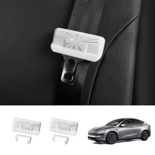 Seat Belt Buckle Cover Set for Tesla Model Y Juniper 2025+ Front Row Set (2 Pairs) Time Tunnel Style White