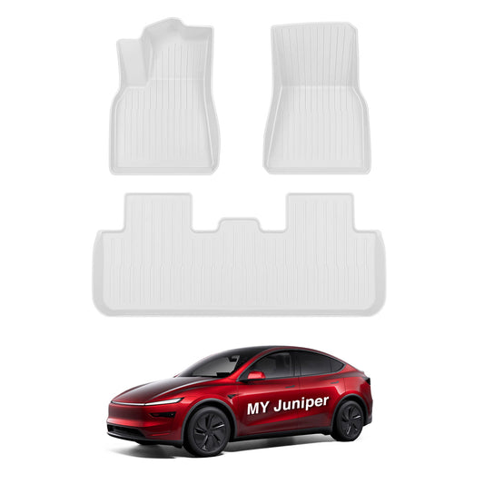 White All Weather TPE Interior Floor Mats Cargo Liners Set for Tesla Model Y Juniper 2025+ Floor Mat (3 PCS)