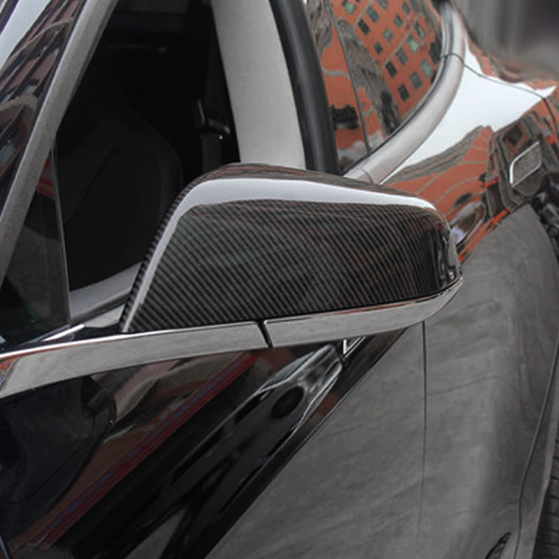 [Real Carbon Fiber] OEM Rear View Mirror Covers (1 Pair) for Tesla Model X 2021+ Glossy (Pre-sale. Ships one month after the order is placed. )