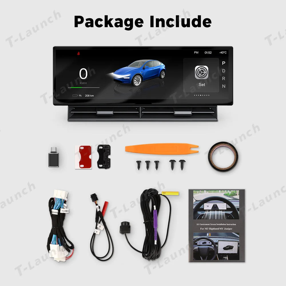 10.88" Large Instrument Cluster Head Up Display for Tesla Model 3/Y/Cybertruck