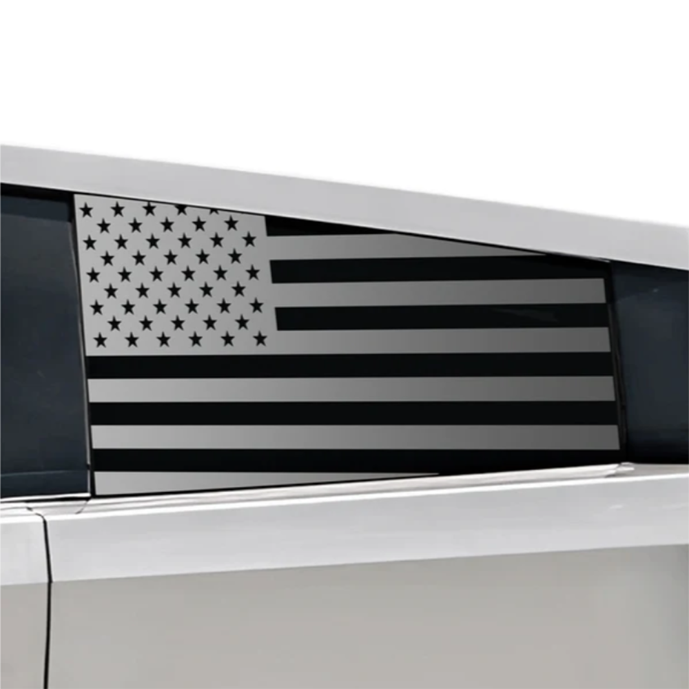 Rear Window American Flag Vinyl Stickers (2PCS) for Tesla Cybertruck Black