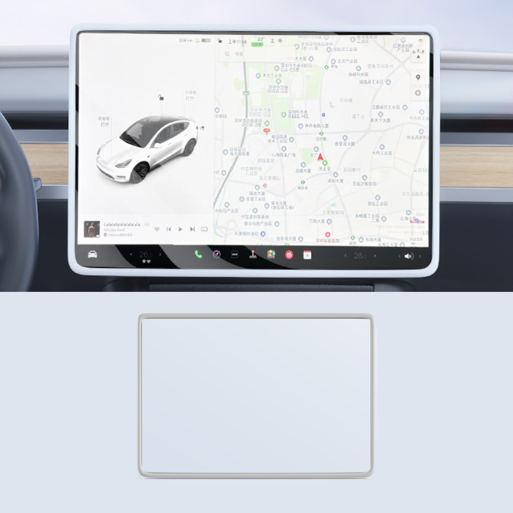Central Screen Silicone Protector Frame for Tesla Model 3 Highland 2024+ White