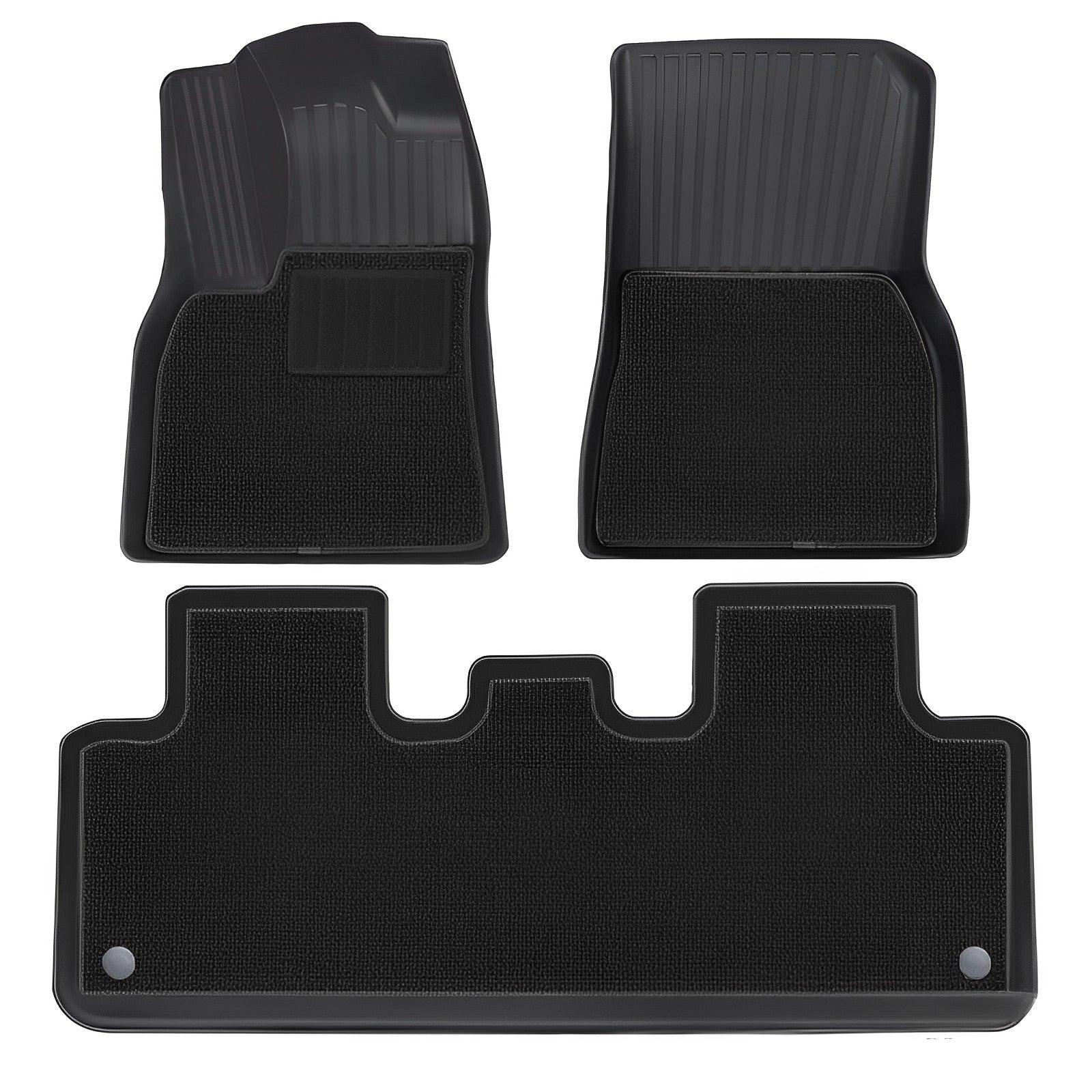 Model Y Floor Mats All Weather Double Layer Flocking TPE for Tesla(2020-2024) Model Y (2020-2023) Floor Mat (6 PCS)