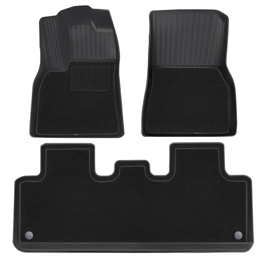 Model Y Floor Mats All Weather Double Layer Flocking TPE for Tesla(2020-2024) Model Y (2020-2023) Floor Mat (6 PCS)