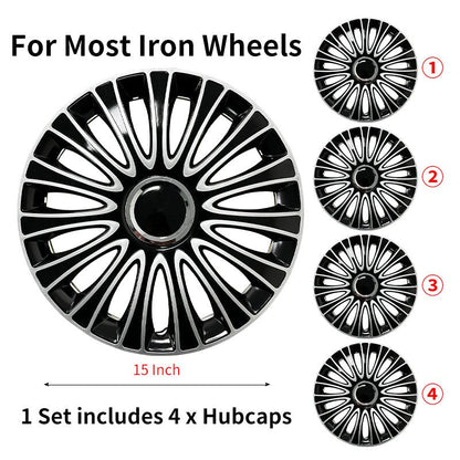 15" Dagger Style Wheel Covers Hubcaps for Universal Fit R15 Tire Steel Wheels 4 PCS