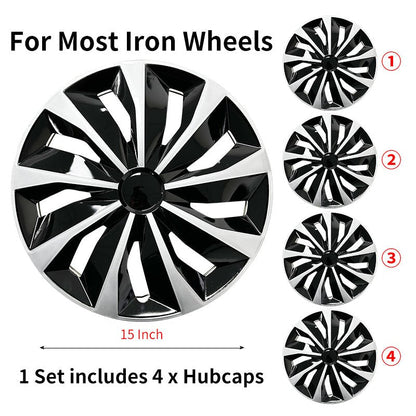 15" Knife Style Wheel Covers Hubcaps for Universal Fit R15 Tire Steel Wheels 4 PCS