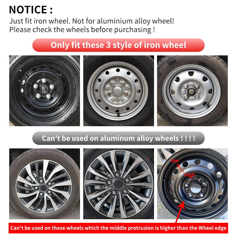 16" Shield Style Wheel Covers Hubcaps for Universal Fit R16 Tire Steel Wheels 4 PCS