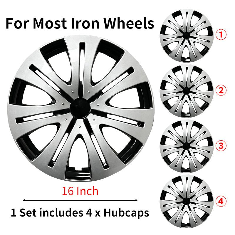 16" Shield Style Wheel Covers Hubcaps for Universal Fit R16 Tire Steel Wheels 4 PCS