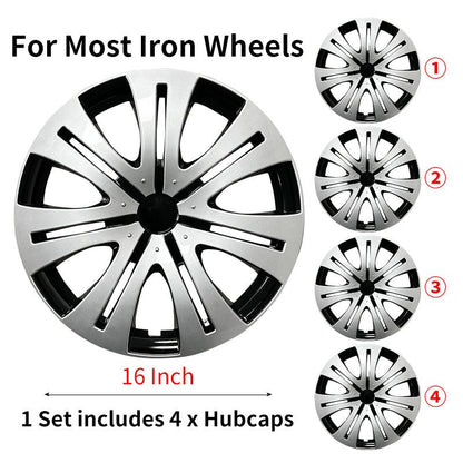16" Shield Style Wheel Covers Hubcaps for Universal Fit R16 Tire Steel Wheels 4 PCS