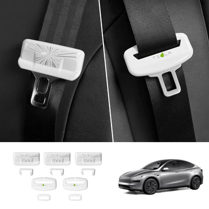 Seat Belt Buckle Cover Set for Tesla Model Y Juniper 2025+ Full Car Set (5 Pairs) Time Tunnel Style White
