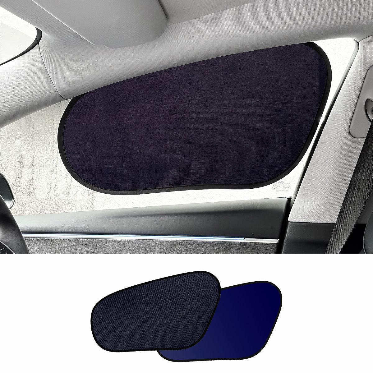 Static Cling Mesh Insulated Side Window Sunshade For Tesla Model 3/Y Model 3 Front Window (2 PCS)