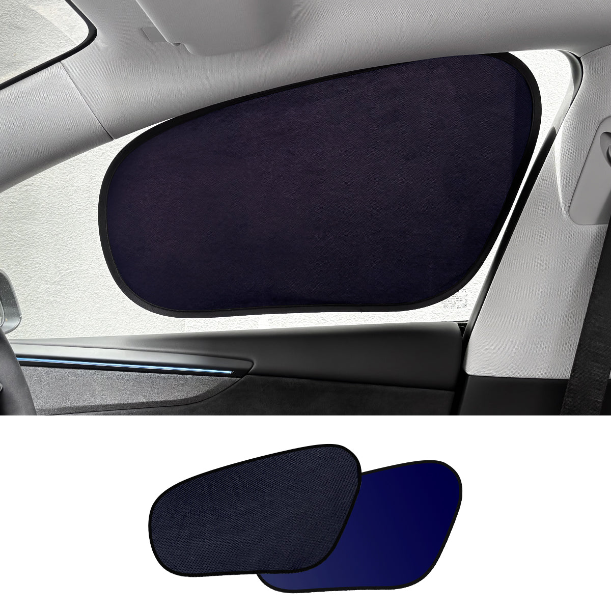 Static Cling Mesh Insulated Side Window Sunshade For Tesla Model 3/Y Model Y Front Window (2 PCS)