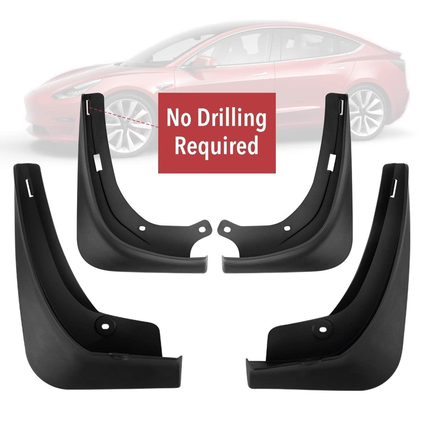 Mud Flaps Splash Guards For Tesla Model 3 Front Rear Mudguard Kit Molded Full Protection Auto Accessories (4 pcs) (2017-2023)